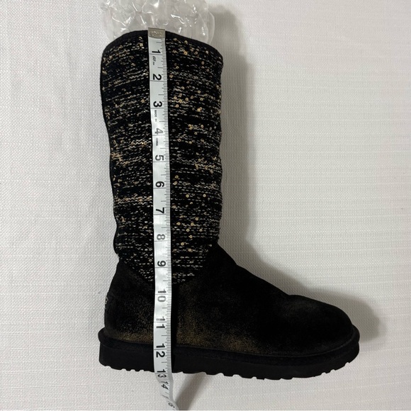 UGG Australia CAMAYA Women's Black/Gold Suede Knit Sequin BOOTS 1006711 Size 7 - Picture 11 of 16